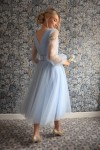 Фатиновое  платье миди (Голубой) - фото 