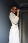 Шифоновое платье макси c рукавом (Белое)  - фото 
