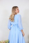 Шифоновое платье миди (Голубой) - фото 
